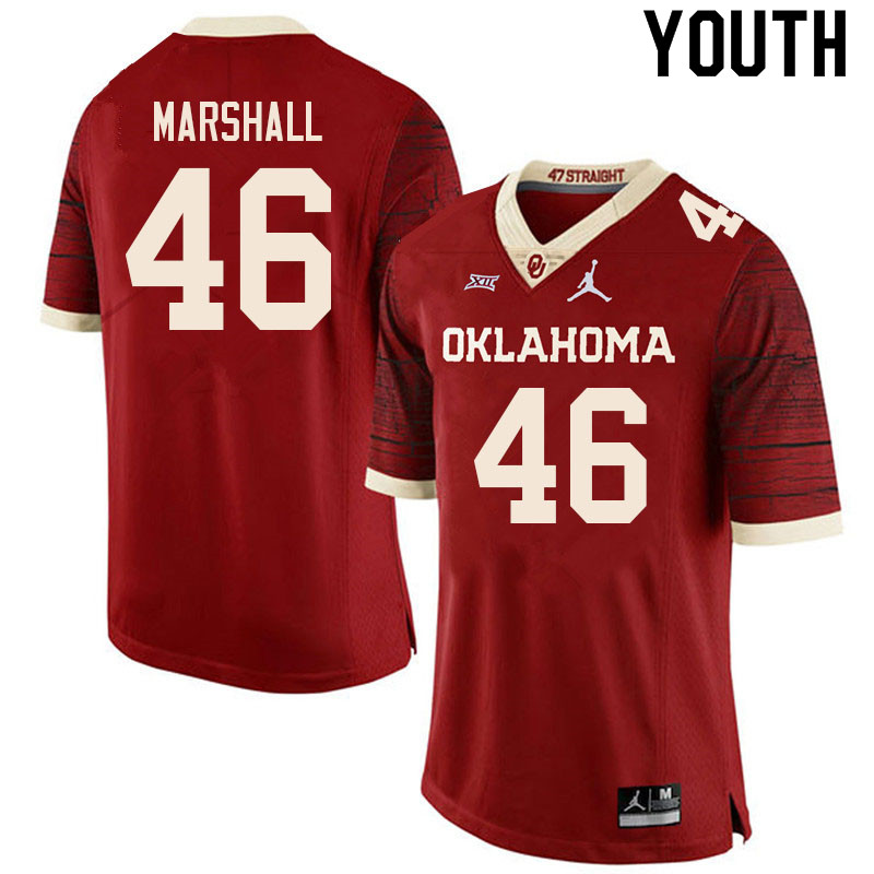 Youth #46 Gavin Marshall Oklahoma Sooners College Football Jerseys Sale-Retro - Click Image to Close